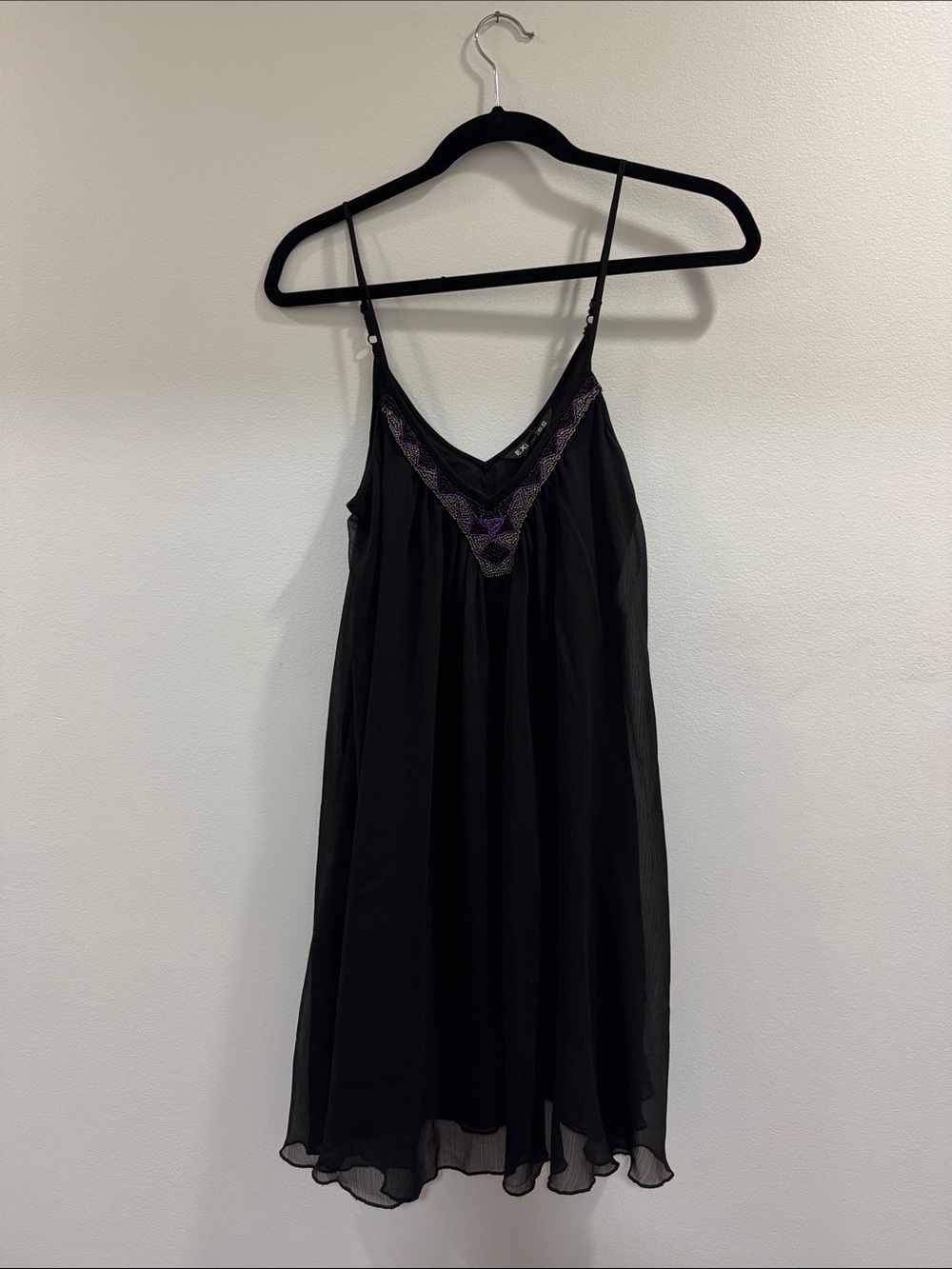 Express Black Mini Dress with Purple Accent
